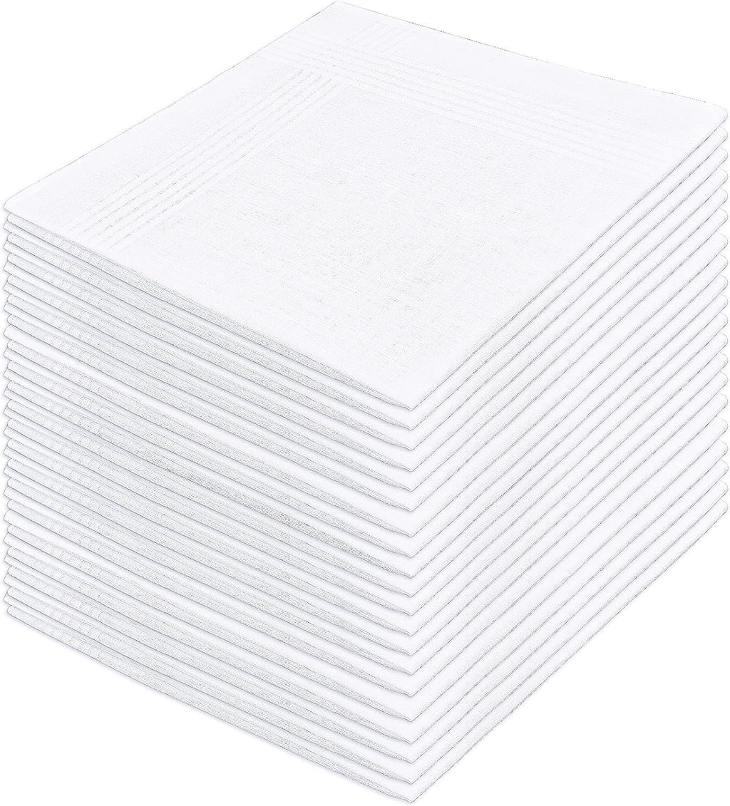 Premium 100% Cotton White Handkerchiefs & Pocket Squares (12-Pack)