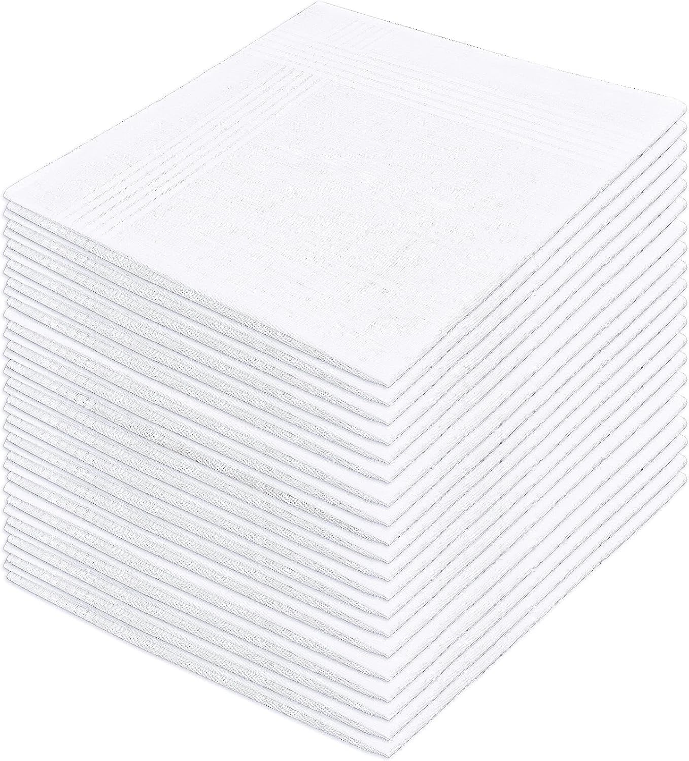 Premium 100% Cotton White Handkerchiefs & Pocket Squares (12-Pack)
