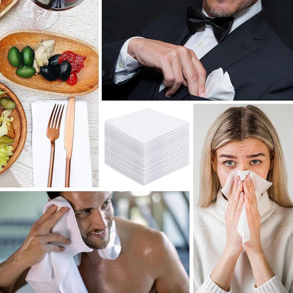Premium 100% Cotton White Handkerchiefs & Pocket Squares (12-Pack)