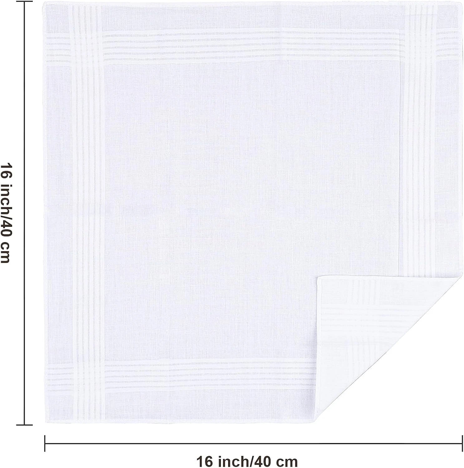 Premium 100% Cotton White Handkerchiefs & Pocket Squares (12-Pack)