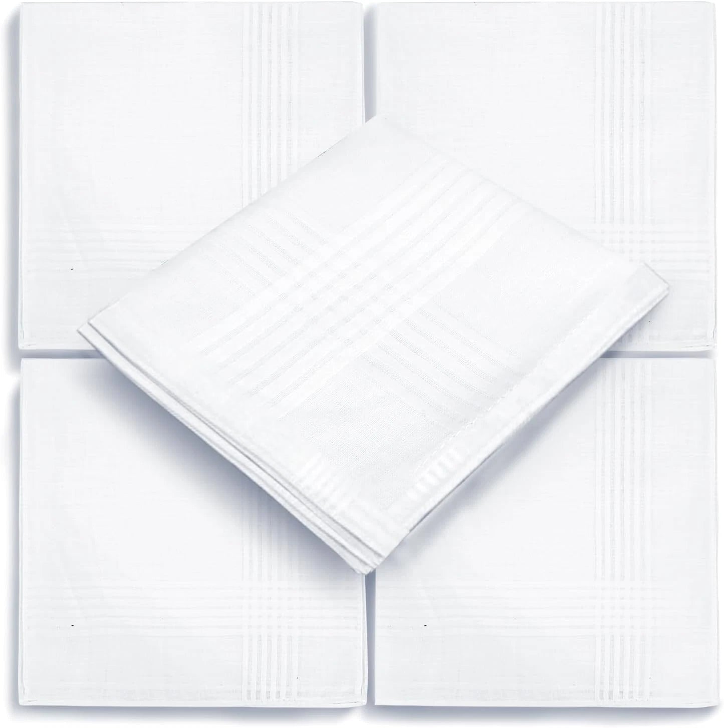 Premium 100% Cotton White Handkerchiefs & Pocket Squares (12-Pack)