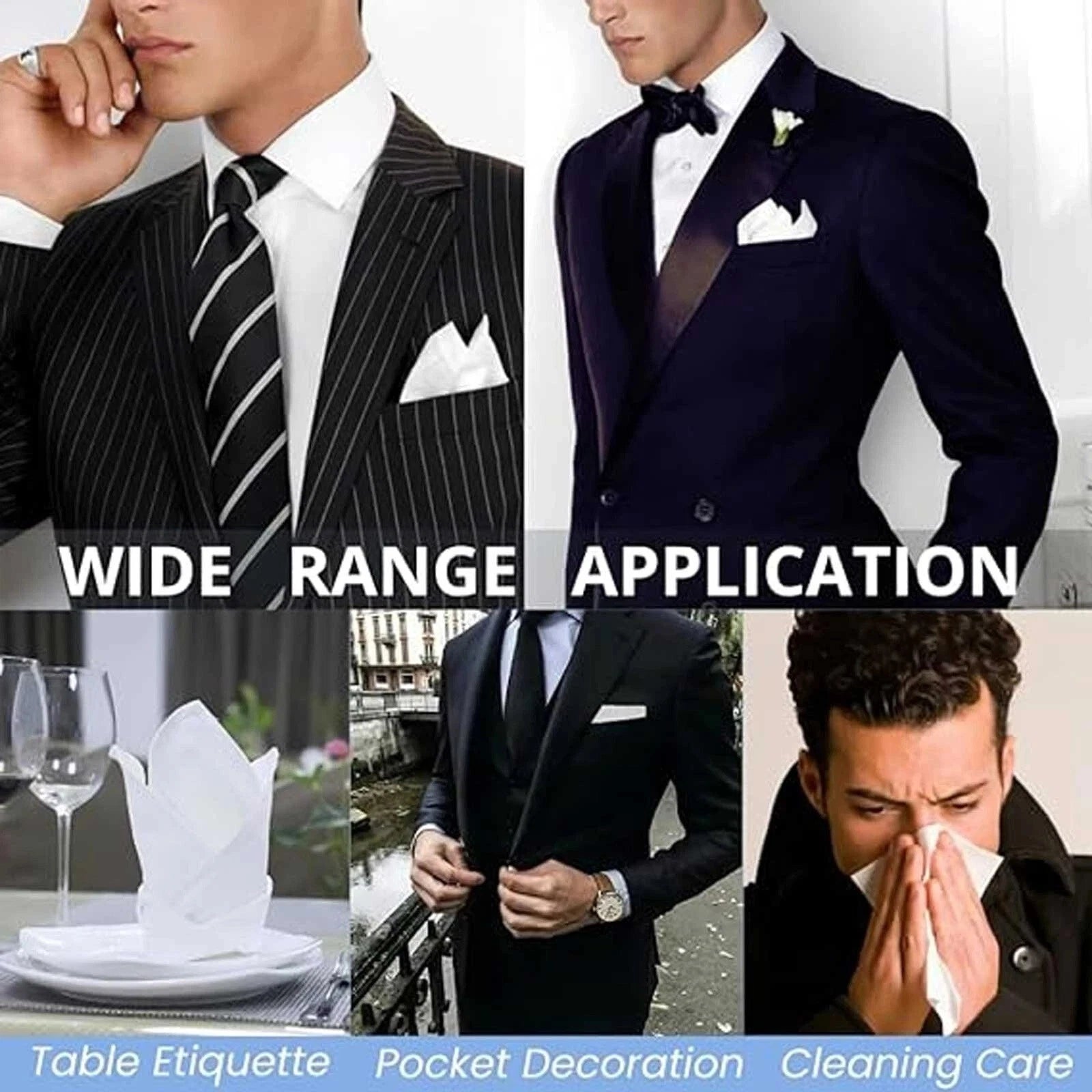 Premium 100% Cotton White Handkerchiefs & Pocket Squares (12-Pack)